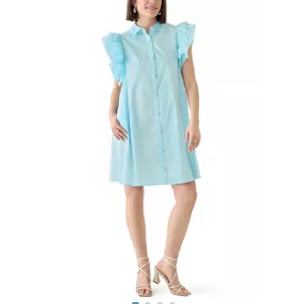 Crown & Ivy Sky Blue Ruffle Mini Dress